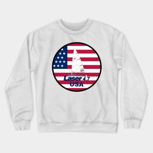 laser class sailboat on flag USA Crewneck Sweatshirt